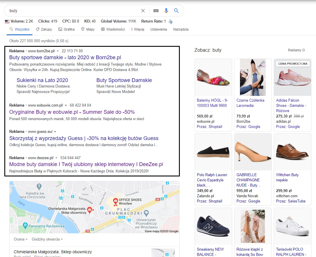 Przykłady reklam Google Ads - kampania search